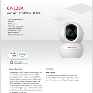 CP PLUS 2MP Full HD Wi-fi CCTV Camera | 360°View PT Camera | Motion Tracking | Cloud Monitoring | 2-Way Talk, Night Vision| Support SD Card (Up to 256 GB) | Privacy Mode - CP-E28A