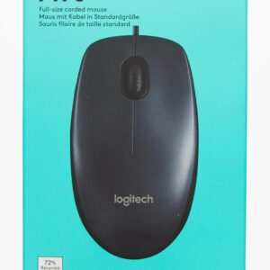 Logitech M90 Wired USB Mouse, 3 yr Warranty, 1000 DPI Optical Tracking, Ambidextrous PC/Mac/Laptop - Black