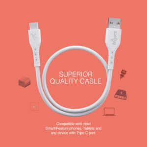 FINGERS FMC-Type-C-01 Usb Type C Mobile Cable With Fast Charging (Up To 3.0 A) And Data Transfer (WHITE)