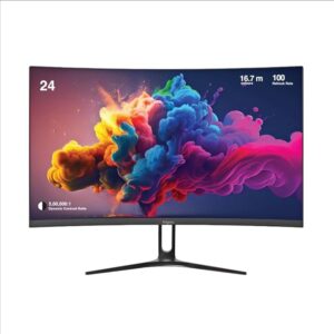FINGERS Satin-Curve-2421 Curved LED Monitor (23.81, 60 cm) with 1920 x x1080 FHD Resolution, Ultra-Slim Design, VGA + HDMI + VGA Output, Wall mountable, 100 Hz Refresh Rate, 250 nits Brightness