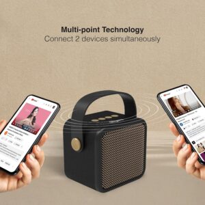FINGERS SoundKing Portable Speaker with magnificent sound & bold bass (Bluetooth® | FM Radio | MicroSD | USB | AUX, 12-hour Playtime, Free Carry Strap, Built-in Mic) - Rich Black