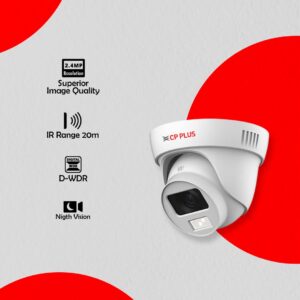 CP PLUS 2.4MP Full Color Guard+ Audio Dome Security Camera | 3.6 mm Fixed Lens | Support Full-color starlight | Max 30fps at 2.4MP | Illumination Range of 20 Mtrs, IP67 - CP-GPC-DA24PL2-SE-0360